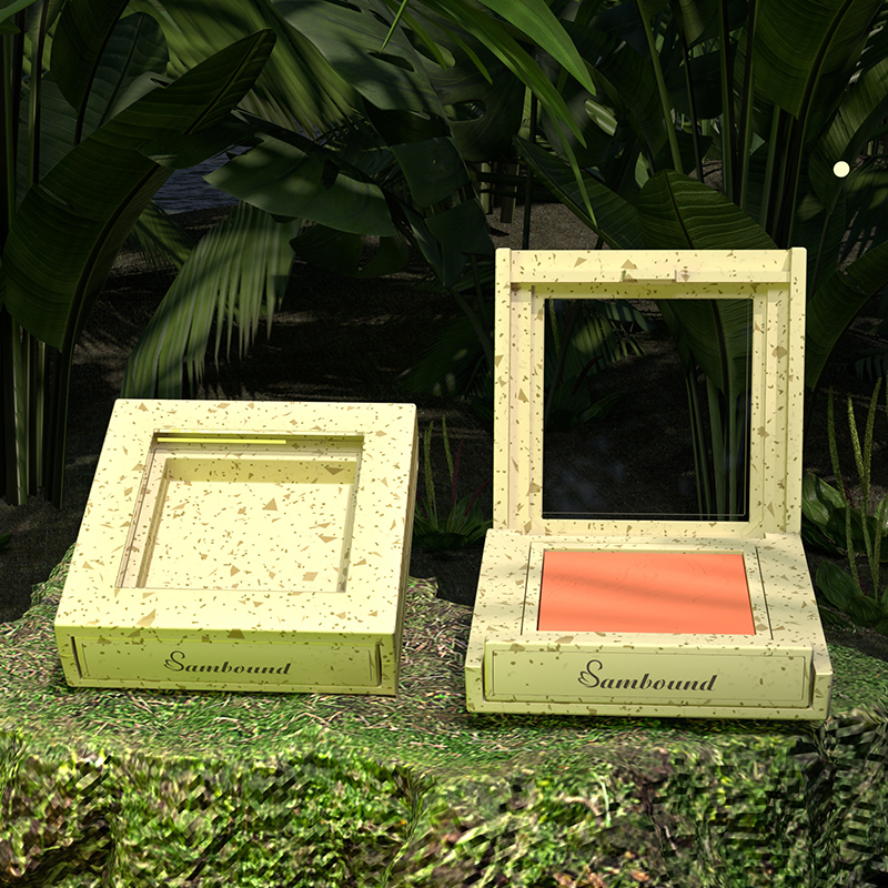 小麥秸稈材質(zhì)粉盒環(huán)?？山到庵С钟∷ogo