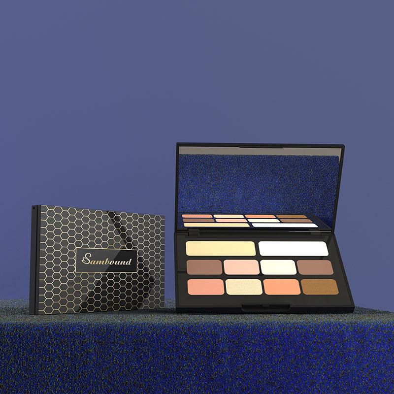 廠家批發(fā)亞黑色多色眼影空盤包材卡扣款可定制無(wú)LOGO彩妝包材空盒