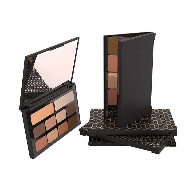 廠家批發(fā)亞黑色多色眼影空盤包材卡扣款可定制無(wú)LOGO彩妝包材空盒
